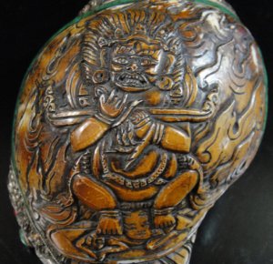 画像5: ◆チベット密教法具　法螺貝（シャンカ）silver925製マハーカーラ（大黒天）A