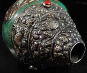 画像4: ◆チベット密教法具　法螺貝（シャンカ）silver925製マハーカーラ（大黒天）A