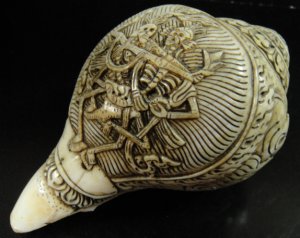 画像1: ◆チベット密教法具　法螺貝（シャンカ）チティパティ