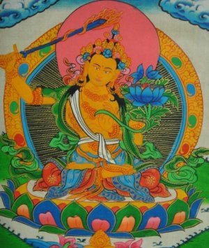 画像2: ◆文殊菩薩（マンジュシュリー）タンカ／仏画／曼荼羅／チベット-2