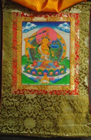 画像1: ◆文殊菩薩（マンジュシュリー）タンカ／仏画／曼荼羅／チベット-2
