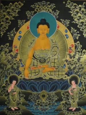 画像2: ◆仏陀/釈迦牟尼仏　タンカ／仏画／チベット-1