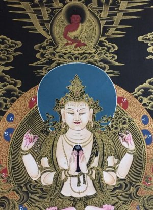 画像4: ◆六字咒観音菩薩タンカ／仏画／チベット-A2