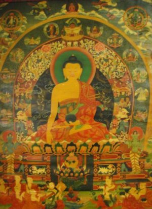 画像2: ◆仏陀/釈迦牟尼仏　タンカ／仏画／チベット-アンティーク風