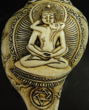 画像2: チベット密教法具　法螺貝（シャンカ）サマンタバトラ（ヤブ-ユム（父母尊））