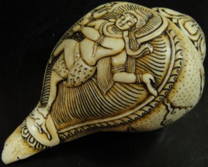画像1: チベット密教法具 法螺貝（シャンカ）ナタラージャ（ダンシングシヴァ）2
