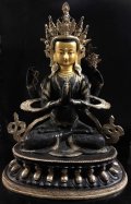 ◆六字咒観音菩薩像 ◆仏教　チベット/アンティーク風/高さ46cm