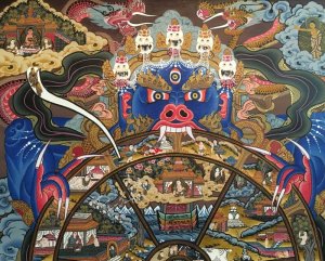 画像2: ◆六道輪廻図（Wheel of Life）/タンカ／仏画／曼荼羅／チベット-A