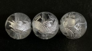 画像2: 天然石水晶銀彫り青龍＆ムーンストーン&エンジェライトのストラップ 