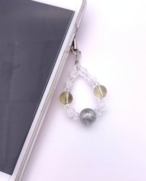 画像4: 天然石水晶銀彫り青龍＆クラック水晶&レモンクォーツのストラップ 