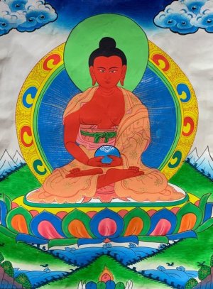 画像2: ◆無量光如来（あみだにょらい/アミターバ）タンカ／仏画／曼荼羅／チベット2