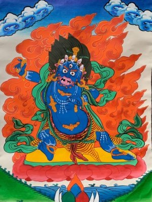 画像2: ◆ヴァジュラ・パーニ（金剛手）タンカ／仏画／曼荼羅／チベット