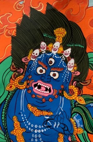 画像3: ◆ヴァジュラ・パーニ（金剛手）タンカ／仏画／曼荼羅／チベット