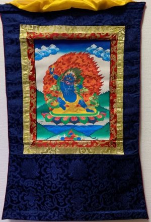 画像1: ◆ヴァジュラ・パーニ（金剛手）タンカ／仏画／曼荼羅／チベット-1