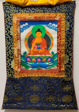 画像1: ◆阿閦如来（あしゅくにょらい/アクショービャ）タンカ／仏画／曼荼羅／チベット-1