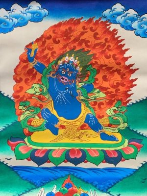 画像2: ◆ヴァジュラ・パーニ（金剛手）タンカ／仏画／曼荼羅／チベット-1