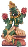 木製手彫りグリーンターラー（緑多羅菩薩）像◆チベット仏教-1A