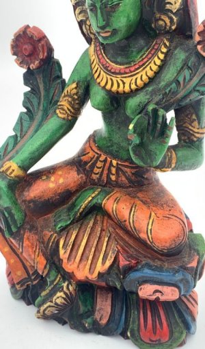 画像5: 木製手彫りグリーンターラー（緑多羅菩薩）像◆チベット仏教-2A
