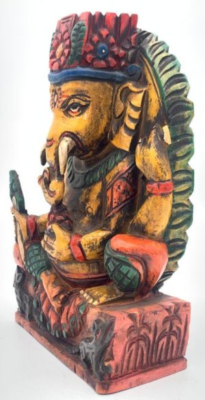 画像2: 木製手彫りガネーシャ像（歓喜天）富と智恵の神◆インド-L2