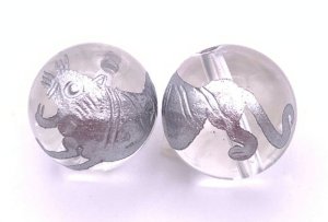 画像2: 天然石水晶銀彫り白虎（寅-トラ）＆スモーキークォーツ&オニキスのストラップ