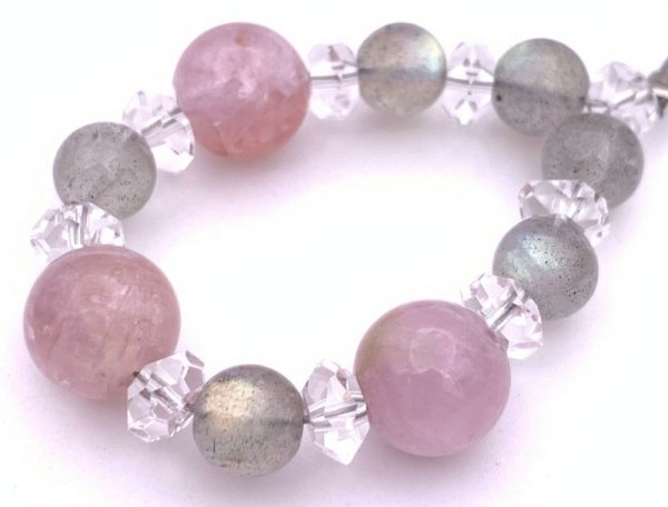 画像2: 天然石ラブラドライト&クンツァイトのストラップ (2)