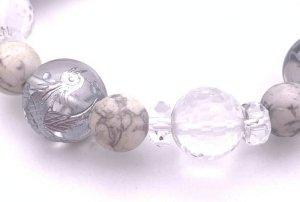 画像4: 風水四神!天然石銀彫り水晶＆ハウライト＆水晶カットのブレスレット