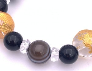 画像4: 風水四神!天然石水晶金彫り12mm玉＆天眼石&オニキスのブレスレット