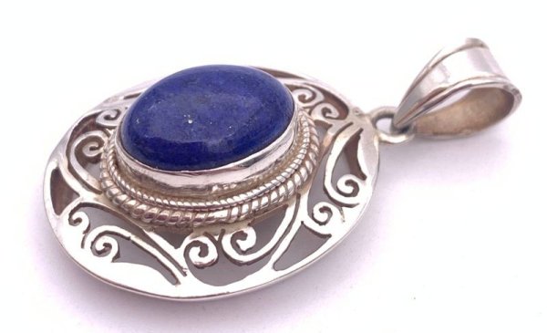 画像2: 天然石ラピスラズリsilver925トップ/HANDMADE-A1 (2)