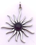 天然石アメジスト（紫水晶）　太陽SUN　ペンダントトップ-A1