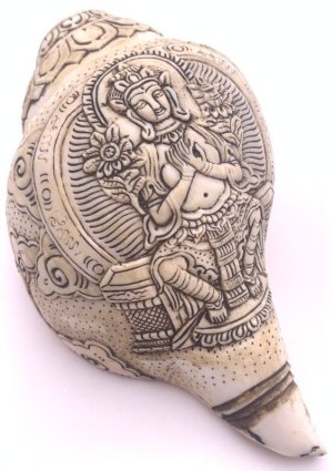 画像1: ◆チベット密教法具　法螺貝（シャンカ）弥勒菩薩（マイトレーヤ）