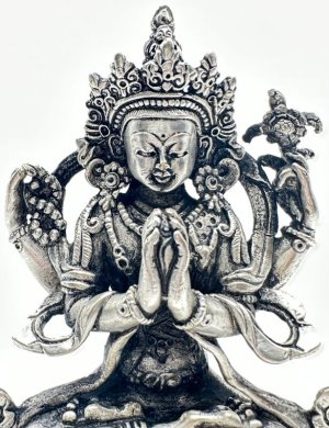 画像4: ◆六字咒観音菩薩像◆仏教 チベット◆シルバーアンティーク風
