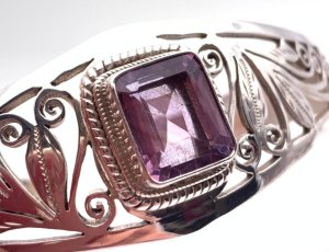 画像5: 天然石アメジスト（紫水晶） silver925バングル