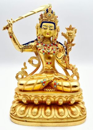 画像1: ◆文殊菩薩（マンジュシュリー）像◆仏教 チベット-MS1