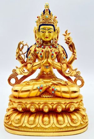 画像1: ◆六字咒観音菩薩像 ◆仏教　チベット-KN1