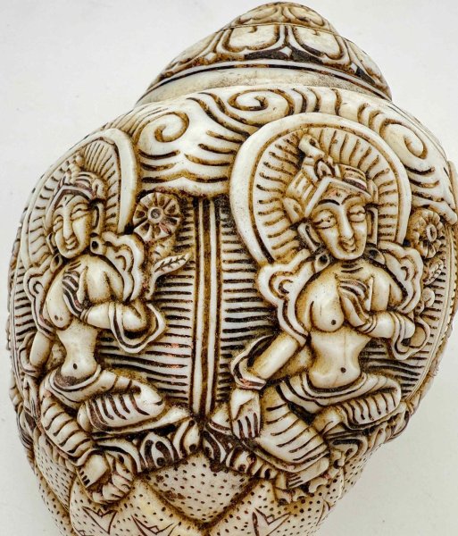 画像6: ◆チベット密教法具　法螺貝（シャンカ）グリーンターラー（緑多羅菩薩）A3 (6)