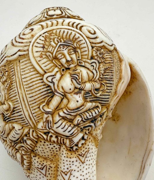 画像5: ◆チベット密教法具　法螺貝（シャンカ）グリーンターラー（緑多羅菩薩）A3 (5)