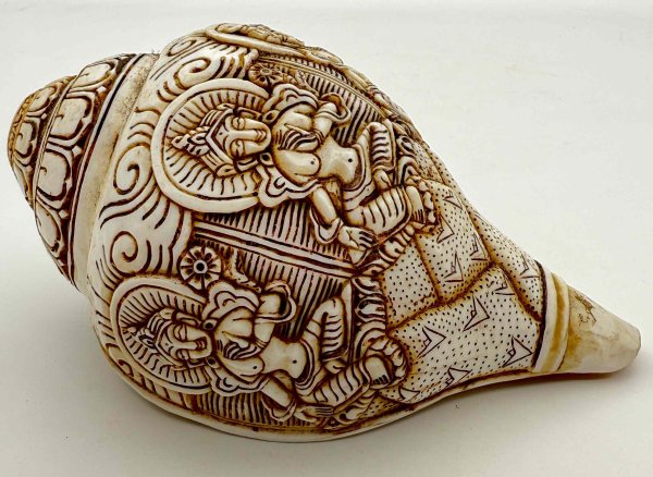 画像2: ◆チベット密教法具　法螺貝（シャンカ）グリーンターラー（緑多羅菩薩）A3 (2)