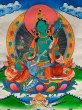 画像2: ◆グリーンタ−ラ（緑多羅菩薩）タンカ／仏画／曼荼羅／チベット (2)