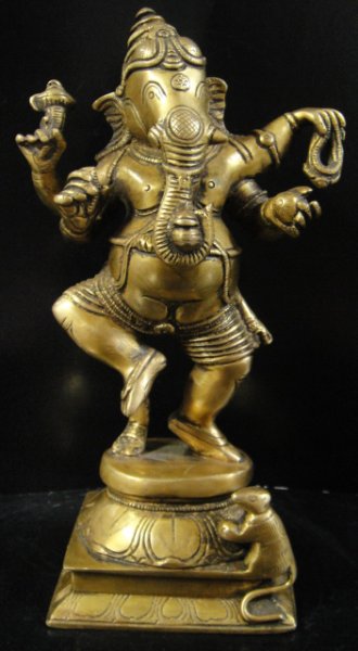 画像1: ガネーシャ像（歓喜天）富と智恵の神◆インド-アンティーク風-A- (1)