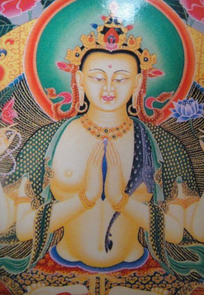 画像1: 六字咒観音菩薩ステッカー/チベット密教 