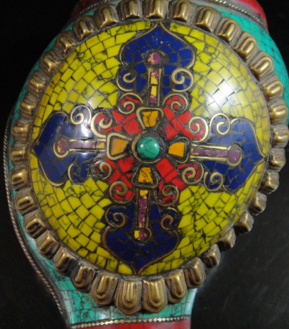 売上ランキング ◆チベット密教法具　法螺貝（シャンカ）羯磨（カツマ） 工芸品