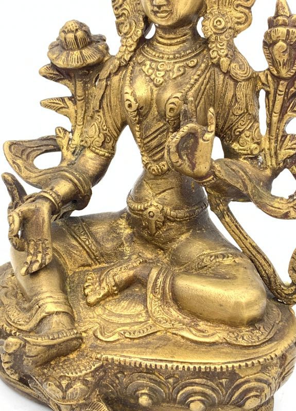 チベット グリーンターラ 緑多羅菩薩 鍍金女神仏像 - インテリア小物
