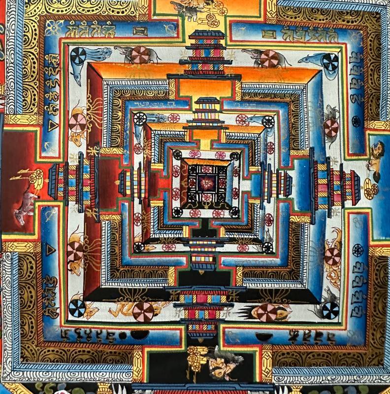 【チベット密教　新品 】手描き　タンカ　曼荼羅　カーラチャクラマンダラ　a1
